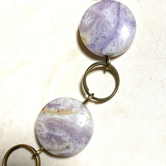 2/$20, Purple Opalized Fluorite Bracelet, Genuine Gemstone + Bronze Grape Leaf - Picture 4 of 12